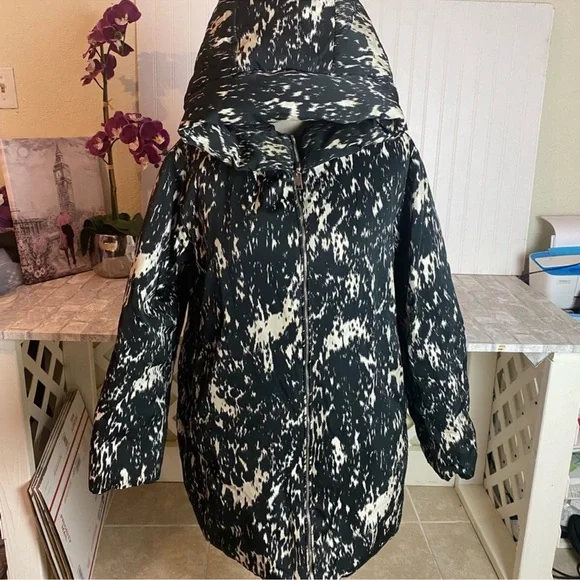 Moncler colliers reversible solid/printed puffer coat jacket hooded authentic - Picture 2 of 16